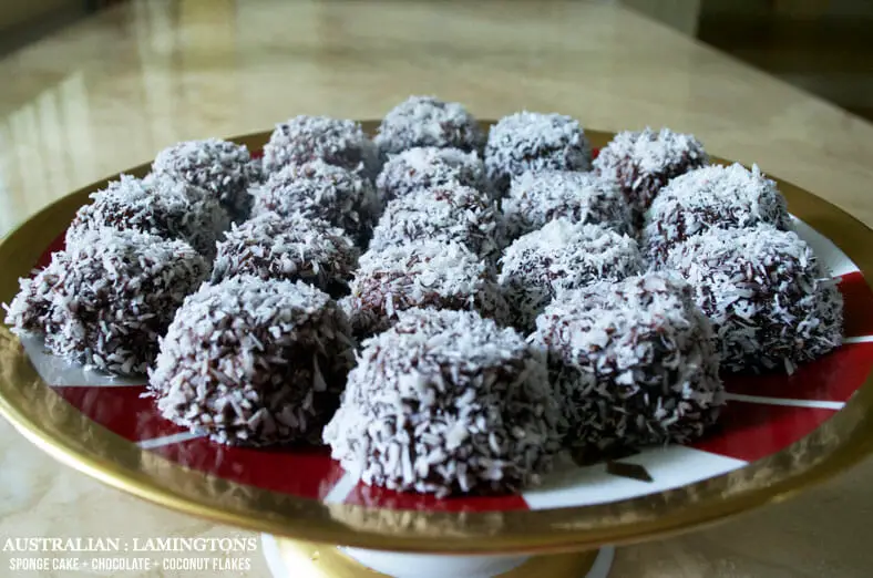 Australian Lamingtons - Chocolate and coconut covered sponge cake