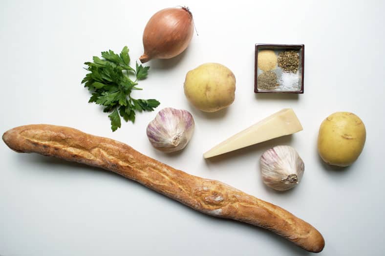 Here are the humble ingredients to make Cesnecka: Czech Garlic Soup, and a popular hangover cure